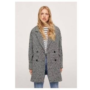 Mango Black and White Houndstooth Willy Coat Size XXS